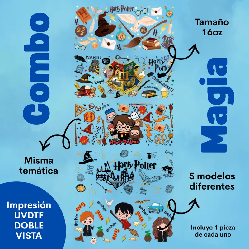 Combo Magia: cinco diseños UV DTF